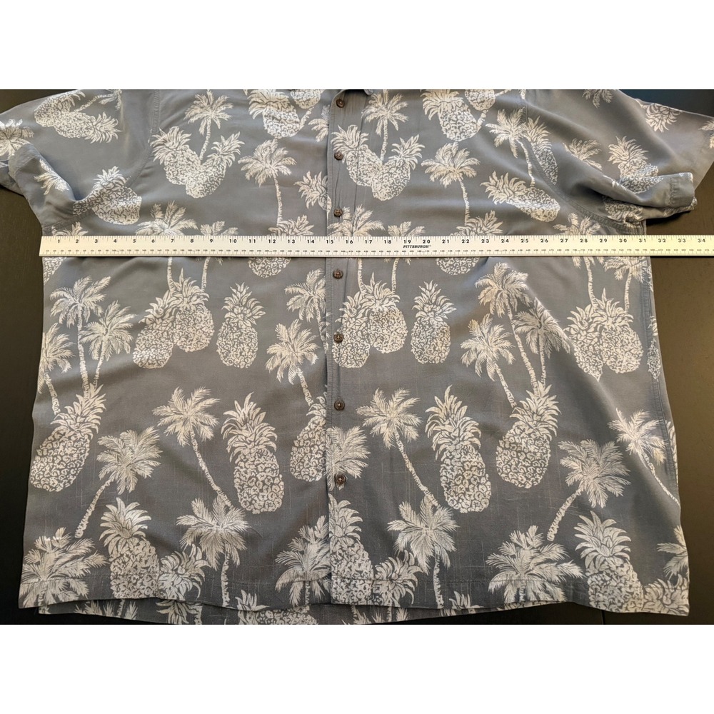 Oak Hill Resort Button-Up‎ Camp Shirt Men's 3XL Gray Loop Collar Hawaiian Beach - Picture 7 of 10